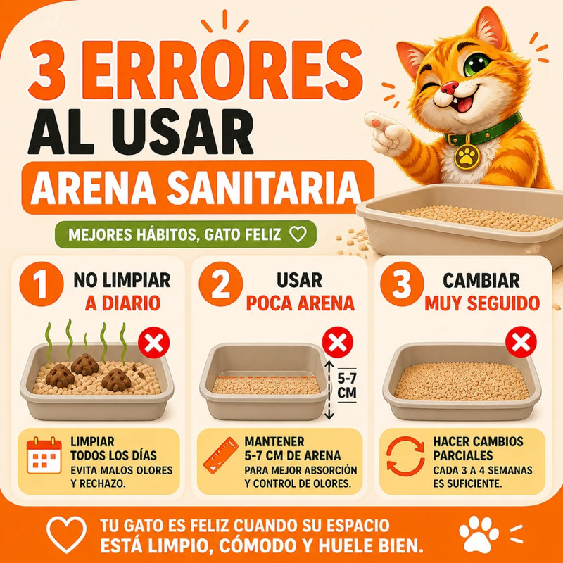 Gato usando su caja de arena
